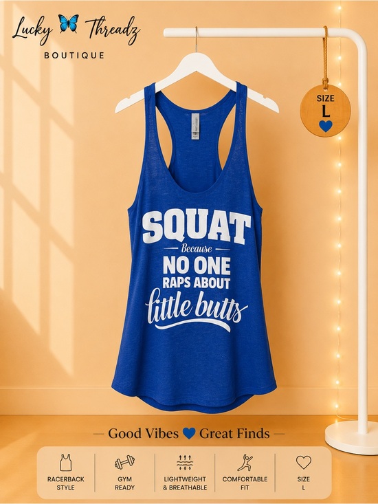 Next Level Apparel Tops - Blue Squat Gym Racerback Tank Large